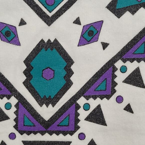 Vintage 90s Native-American Aztec Shirt Womens Large 20x24 White - Picture 8 of 15
